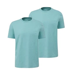 QS T-Shirt Basic kurzarm Rundhals-Ausschnitt (2er Pack) Türkis/Grün/Hellblau/Blau