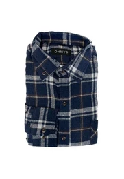 Langarmhemd Kariertes Holzfller Hemd Flanell Karo Hemd Herrenshirt OHMYS (1-tlg) 7146 in Blau-2