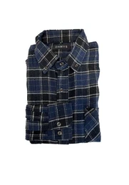 Langarmhemd Kariertes Holzfller Hemd Flanell Karo Hemd Herrenshirt OHMYS (1-tlg) 7146 in Dunkelblau