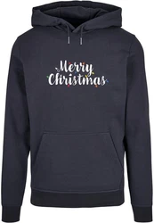 Merchcode Kapuzensweatshirt Merry Christmas Lights Basic Hoody (1-tlg) Dunkelblau