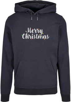 Merchcode Kapuzensweatshirt Merry Christmas Lights Basic Hoody (1-tlg) Dunkelblau Merchcode Kapuzensweatshirt Merry Christmas Lights Basic Hoody (1-tlg) Dunkelblau