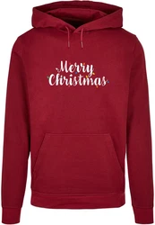 Merchcode Kapuzensweatshirt Merry Christmas Lights Basic Hoody (1-tlg) Dunkelrot/Rosa/Bordeaux/Rot