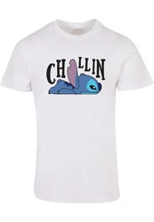 ABSOLUTE CULT Herren Lilo And Stitch Chillin T-Shirt Blau/Creme/Hellblau/Rosa