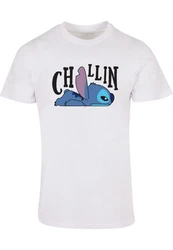 ABSOLUTE CULT Herren Lilo And Stitch Chillin T-Shirt Blau/Creme/Hellblau/Rosa