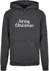 Merchcode Kapuzensweatshirt Merry Christmas Lights Basic Hoody (1-tlg) Dunkelgrau/Grau/Schwarz