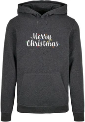 Merchcode Kapuzensweatshirt Merry Christmas Lights Basic Hoody (1-tlg) Dunkelgrau/Grau/Schwarz