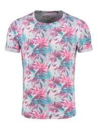 T-Shirt Florida Hawaii Look Palmennmuster MT00403 Rundhals-Auschnitt bedruckt kurzarm slim fit