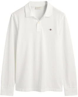 GANT Poloshirt REGULAR SHIELD LONGSLEEVE PIQUE RUGGER Wei