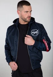 Alpha Industries Bomberjacke MA-1 LW HD NASA Glow Rev. Dunkelblau/Blau