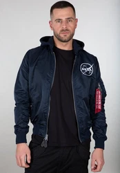 Alpha Industries Bomberjacke MA-1 LW HD NASA Glow Rev. Dunkelblau/Blau