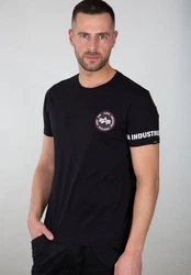 Alpha Industries T-Shirt RBF Back Stripe Schwarz/Dunkelblau/Rot/Dunkelrot