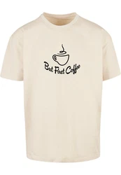 Merchcode Herren But First Coffee Heavy Oversized Tee Braun/Beige