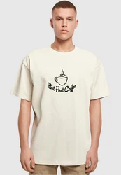 Merchcode Herren But First Coffee Heavy Oversized Tee Braun/Beige