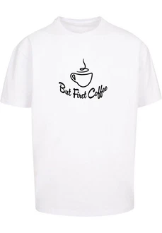 Merchcode Herren But First Coffee Heavy Oversized Tee Braun/Beige