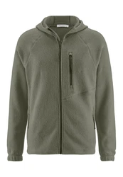 Hessnatur Fleecejacke Kapuze Relaxed Dunkelgrün/Khaki