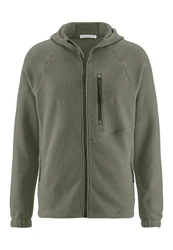 Hessnatur Fleecejacke Kapuze Relaxed Dunkelgrün/Khaki