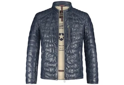 Milestone Lederjacke Alessio Dunkelblau/Hellblau