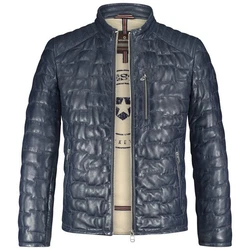 Milestone Lederjacke Alessio Dunkelblau/Hellblau