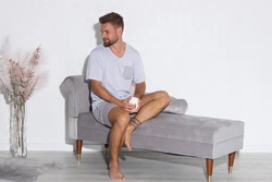 EloModa Capri-Pyjama Herren Pyjama Short und T-Shirt Schlafanzug Grau/Hellgrau/Silber