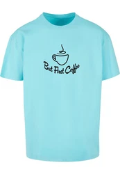 Merchcode Herren But First Coffee Heavy Oversized Tee Hellblau/Blau/Braun