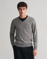 Gant Strickpullover CLASSIC COTTON V-NECK Dunkelgrau/Grau/Hellgrau
