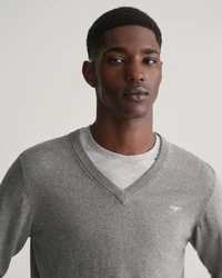 Gant Strickpullover CLASSIC COTTON V-NECK Dunkelgrau/Grau/Hellgrau
