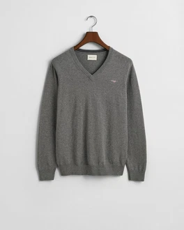 Gant Strickpullover CLASSIC COTTON V-NECK Dunkelgrau/Grau/Hellgrau