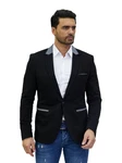 Denim Distriqt Jerseysakko Sportliches Herren Jersey Sakko mit besonderen Details Schwarz