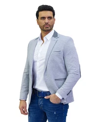 Denim Distriqt Jerseysakko Sportliches Herren Jersey Sakko mit besonderen Details Grau