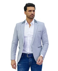 Denim Distriqt Jerseysakko Sportliches Herren Jersey Sakko mit besonderen Details Grau