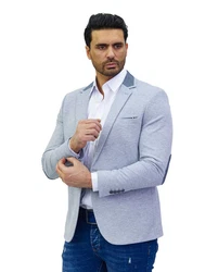 Denim Distriqt Jerseysakko Sportliches Herren Jersey Sakko mit besonderen Details Grau