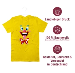 Shirtracer T-Shirt Clown Gesicht Kostüm Gelb/Creme/Grün/Braun