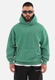 Hoodie einfarbiger Washed Basic Oversized Hoodie, Premium Herren