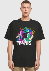 Merchcode T-Shirt Tennis Love Herren Schwarz/Mischfarben/Orange/Rosa