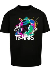 Merchcode T-Shirt Tennis Love Herren Schwarz/Mischfarben/Orange/Rosa