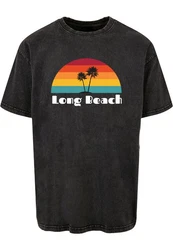 Merchcode Herren Long Beach X Tee Acid Washed