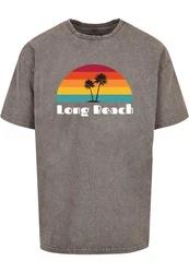 Merchcode Herren Long Beach X Tee Rot/Khaki/Braun/Beige/Rosa/Hellgrau