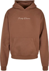 Merchcode Kapuzensweatshirt Ladies Pretty Flowers Cropped Tee Braun/Dunkelbraun