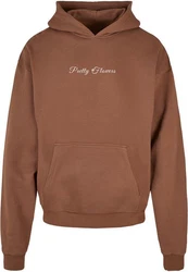 Merchcode Kapuzensweatshirt Ladies Pretty Flowers Cropped Tee Braun/Dunkelbraun