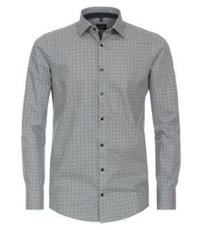 VENTI Business Langarmhemd Modern Fit Kentkragen Grau/Dunkelgrau/Grün VENTI Business Langarmhemd Modern Fit Kentkragen Grau/Dunkelgrau/Grün