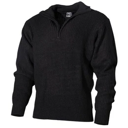 Rundhalspullover Pullover, Troyer , schwarz, mit Reiverschluss