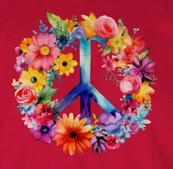 Shirtracer Rundhalsshirt Peacezeichen Peace-Symbol Hippie Frieden 60er 70er Flow Power Flowerpo Statement Rosa/Mischfarben/Dunkelrot