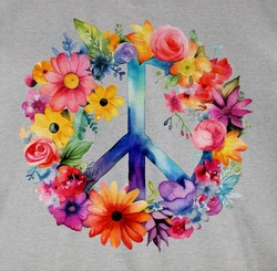 Shirtracer Rundhalsshirt Peacezeichen Peace-Symbol Hippie Frieden 60er 70er Flow Power Flowerpo Statement Mischfarben/Grau/Lila/Rosa