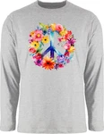 Shirtracer Rundhalsshirt Peacezeichen Peace-Symbol Hippie Frieden 60er 70er Flow Power Flowerpo Statement Mischfarben/Grau/Lila/Rosa