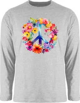 Shirtracer Rundhalsshirt Peacezeichen Peace-Symbol Hippie Frieden 60er 70er Flow Power Flowerpo Statement