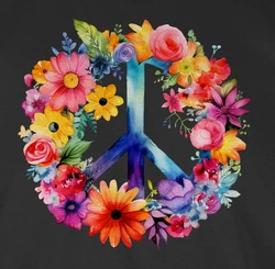 Shirtracer Rundhalsshirt Peacezeichen Peace-Symbol Hippie Frieden 60er 70er Flow Power Flowerpo Statement Mischfarben/Lila/Dunkelgrau/Rosa/Schwarz