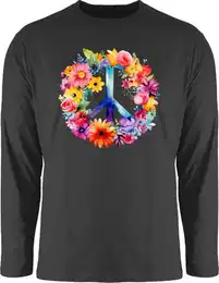 Rundhalsshirt Peacezeichen Peace-Symbol Hippie Frieden 60er 70er Flow Power Flowerpo Statement