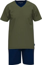 Pyjama Herren-Shorty Single-Jersey Streifen