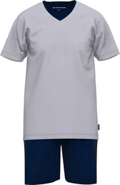 Pyjama Herren-Shorty Single-Jersey Streifen