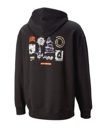 PUMA Sweatshirt DOWNTOWN Graphic Hoody Schwarz/Rosa/Orange